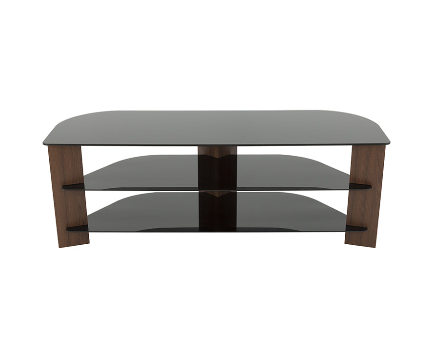 AVF FS1300VARWB-A Varano TV Stand with Glass Shelves for TVs up to 65-Inch, Walnut and Black Glass