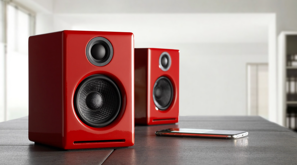 Audioengine A2+ Wireless Desktop Speakers - Gloss Red Pair