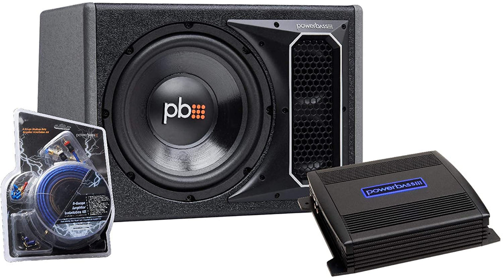 PowerBass Party Pack - Single 10 Subwoofer in Vented Enclosure with ASA3-300.2 Amplifier and Wiring Kit