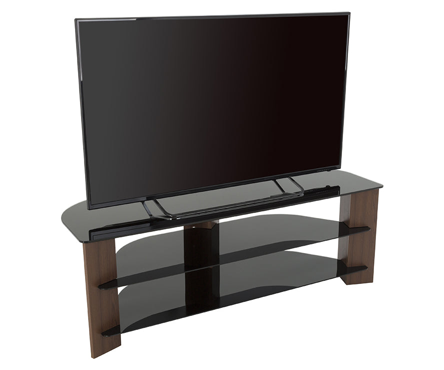 AVF FS1300VARWB-A Varano TV Stand with Glass Shelves for TVs up to 65-Inch, Walnut and Black Glass
