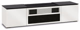 Salamander Chameleon Credenza Miami UST Media Cabinet - Gloss-White Doors and Sides, Black Solid Surface Top