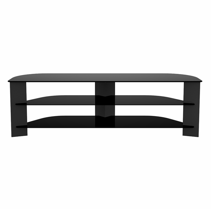 AVF FS1500VARBB-A Varano TV Stand with Glass Shelves for TVs up to 75-Inch, Black Legs and Black Glass