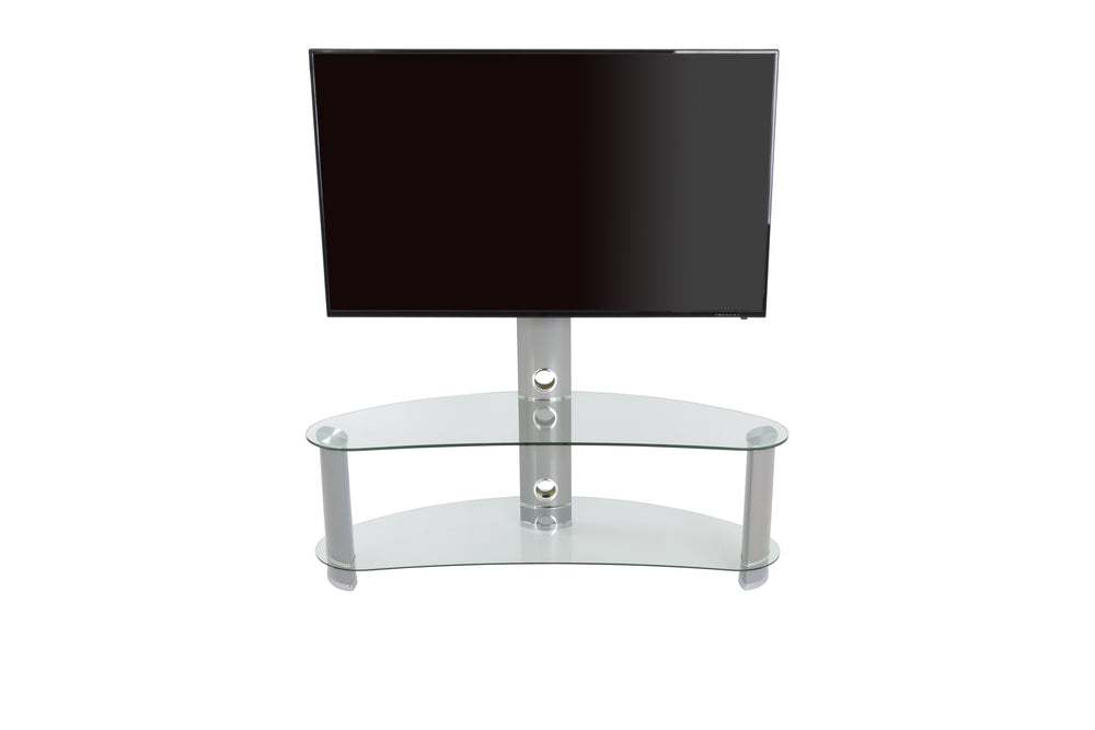 AVF Reflections - Jelly Bean 1200 Curved Pedestal TV Stand (SilverClear Glass)