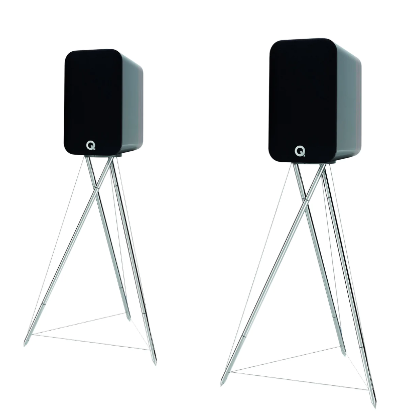 Q Concept 300 Gloss Silver & Ebony Pair Bookshelf Speakers