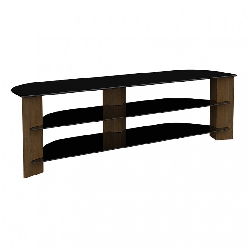 AVF FS1500VARWB-A Varano TV Stand with Glass Shelves for TVs up to 75-Inch, Walnut and Black Glass