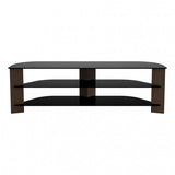 AVF FS1500VARWB-A Varano TV Stand with Glass Shelves for TVs up to 75-Inch, Walnut and Black Glass